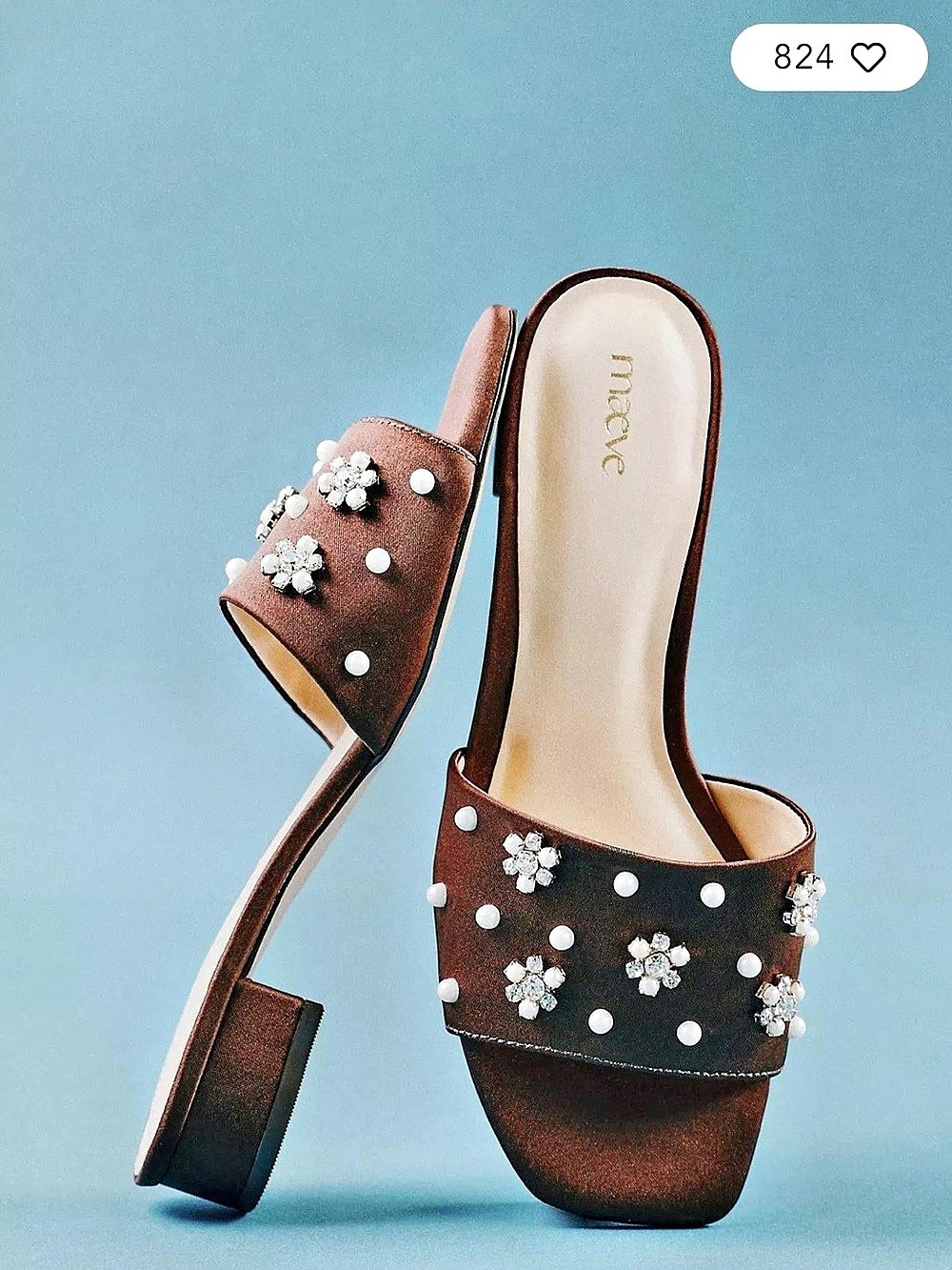 Maeve Satin Embellished Slide Sandals